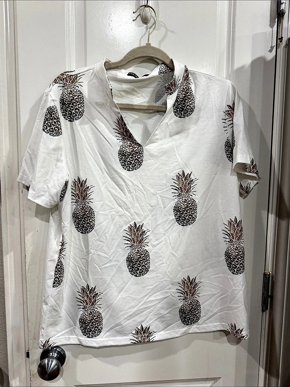 SHEIN Pineapple Print Short Sleeve Shirt